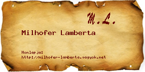 Milhofer Lamberta névjegykártya